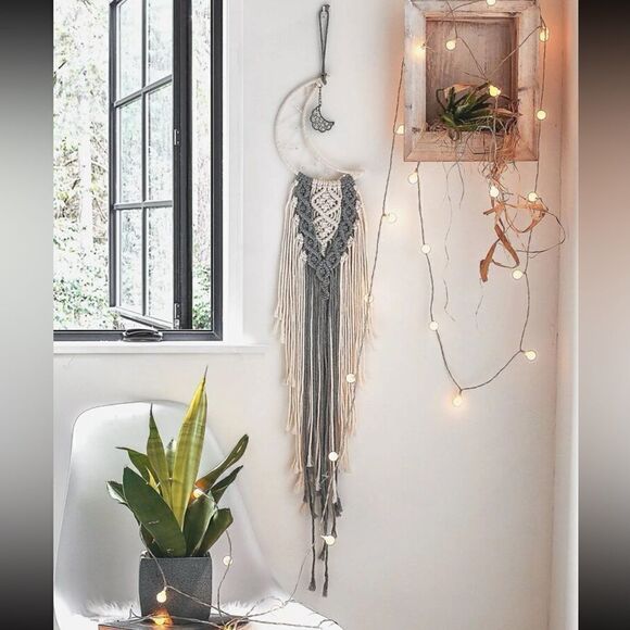 Boho Crescent Moon Macrame Dream Catcher - Picture 4 of 4